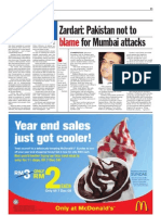 TheSun 2008-12-04 Page11 Zardari Pakistan Not Blame For Mumbai Attackes