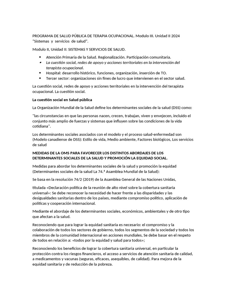 Clase SP 6 | PDF | Terapia ocupacional | Cuidado de la salud