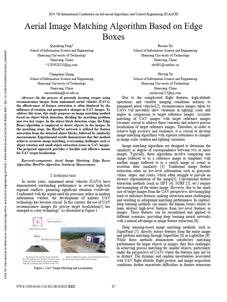Aerial Image Matching Algorithm Based On Edge Boxes | PDF | Unmanned ...