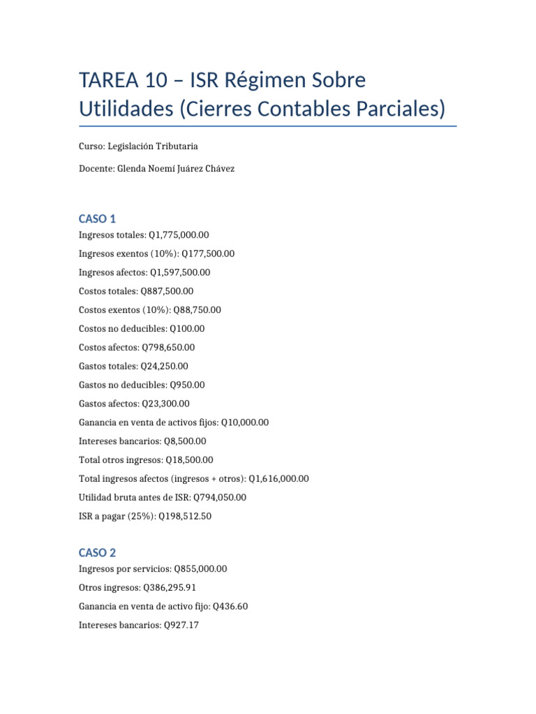 Cálculo de ISR en Régimen de Utilidades | PDF