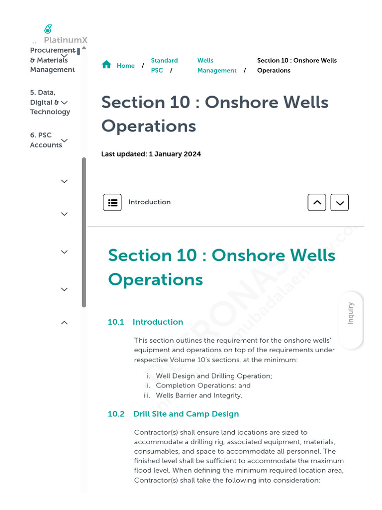Onshore Wells Operations Guidelines | PDF | Casing (Borehole)