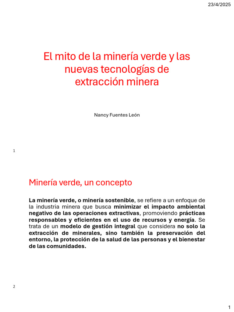 El Mito de La Minería Verde y Las Tecnologias de Extraccion Minera ...