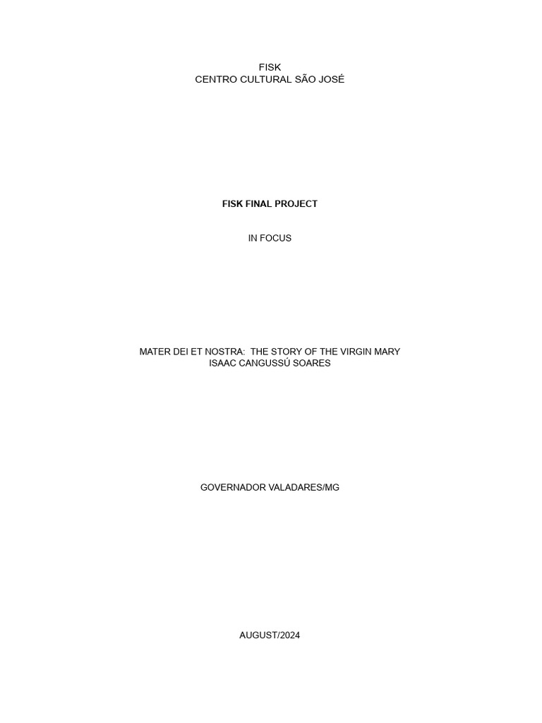 Fisk Project | PDF | Mary, Mother Of Jesus | Jesus