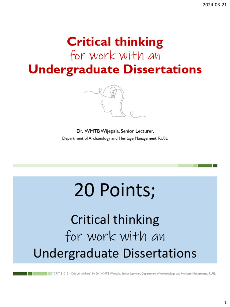 Critical Thinking for Dissertations Guide | PDF | Critical Thinking ...