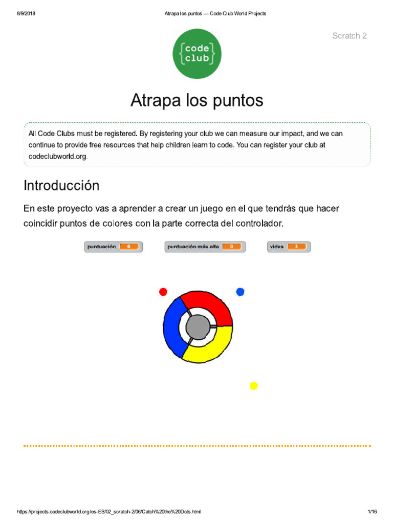 Atrapa Los Puntos - Code Club World Projects | PDF