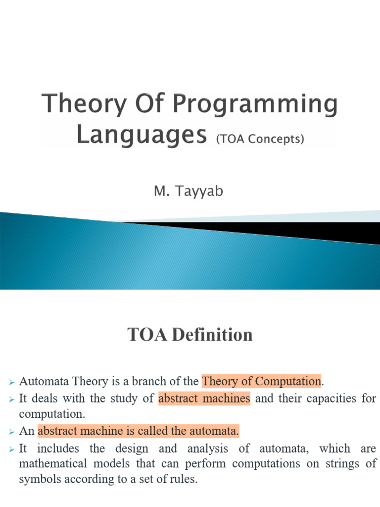 Understanding TOA in Automata Theory | PDF | String (Computer Science ...