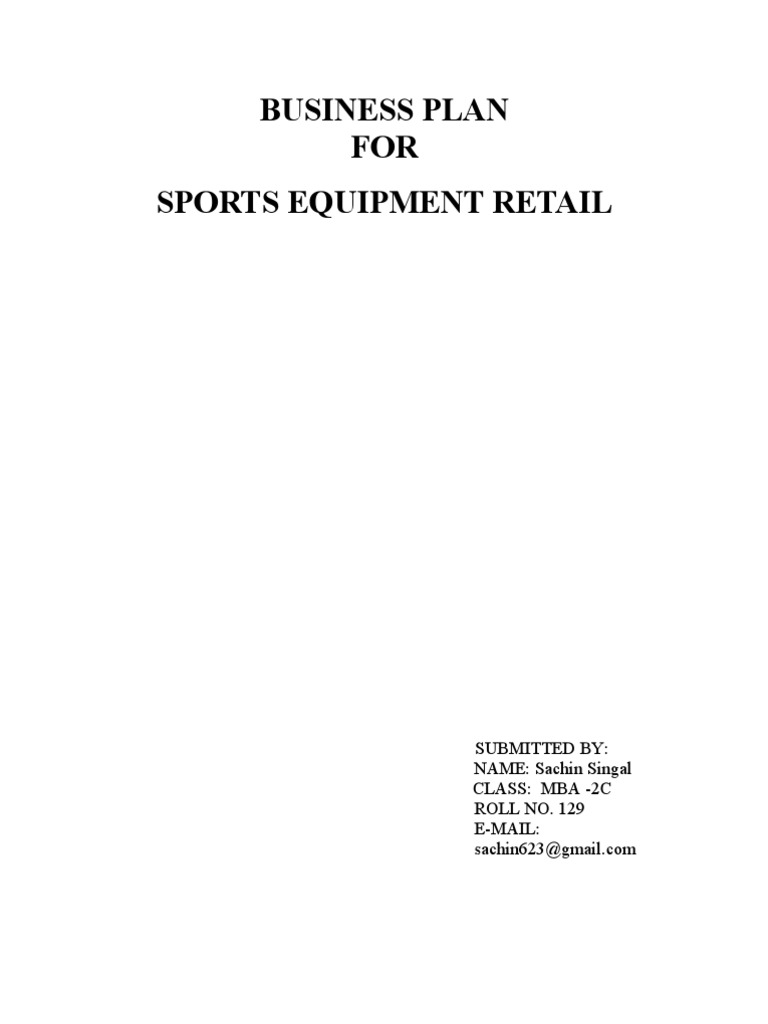 Sports Equipment Retail Business Plan PDF Retail Investor