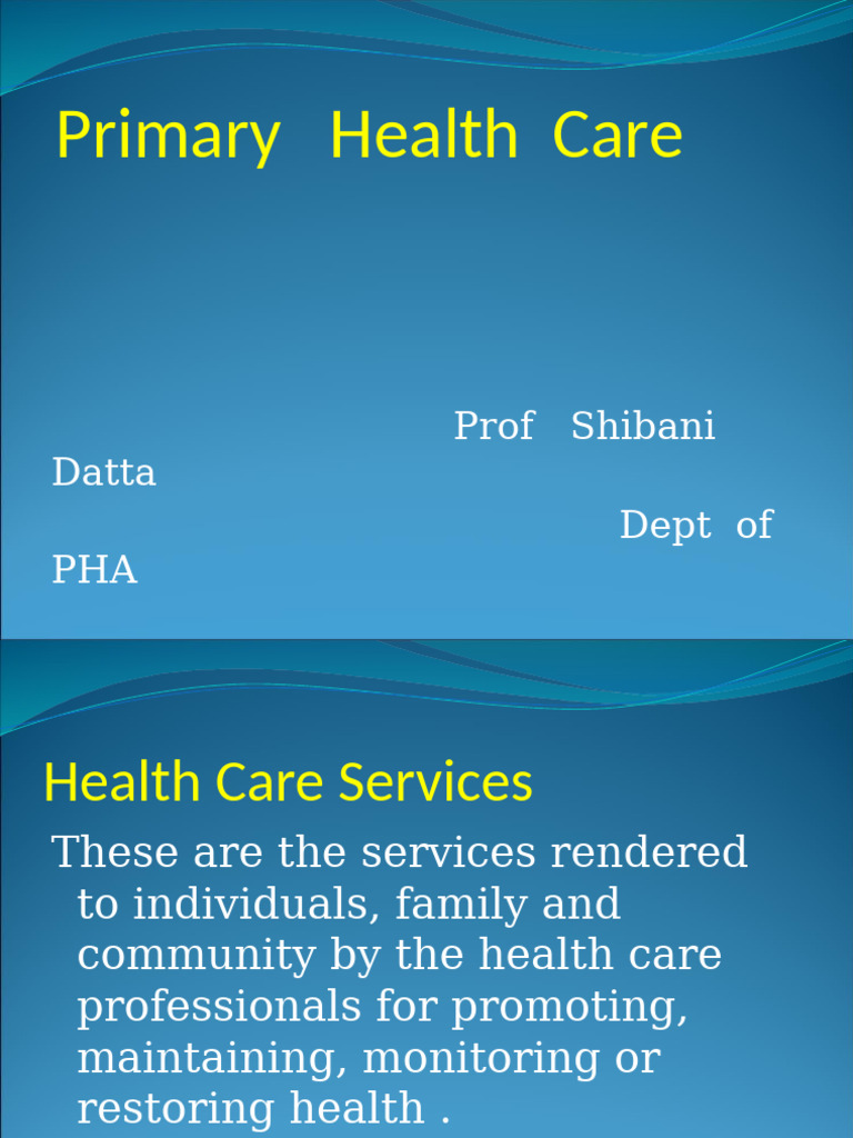 Overview of Primary Health Care Services | PDF | Health Care | Social ...