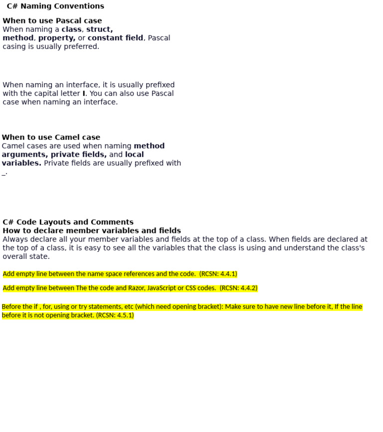 C-Sharp-Code-Style | PDF
