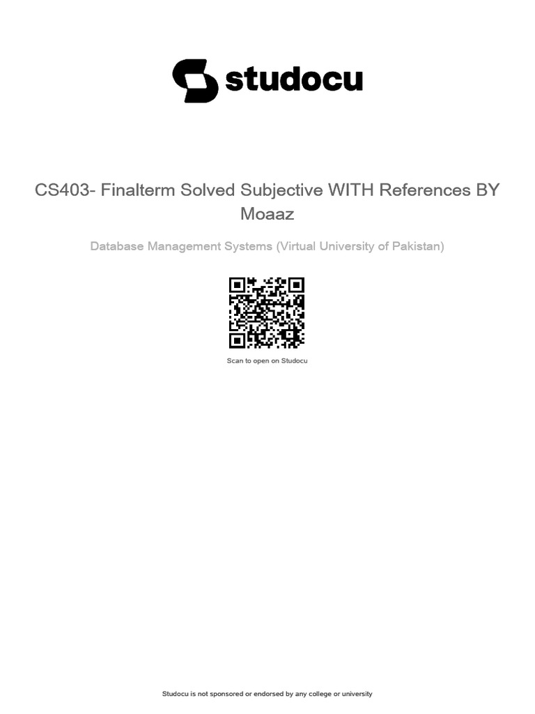 CS403 Final Term Solved Subjective Papers | PDF | Data Management ...