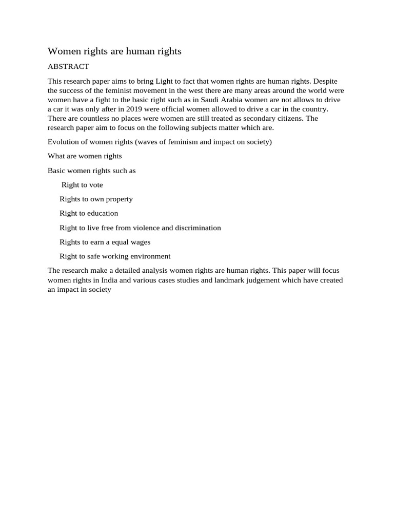 Research Paper of Human Rights | PDF | Gender Studies | Feminism