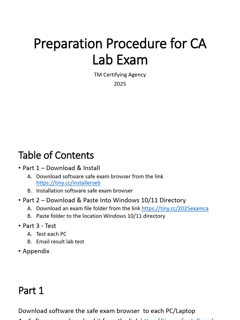 Procedure Preparation Lab For Exam CA - Version 2025 | PDF | Microsoft ...