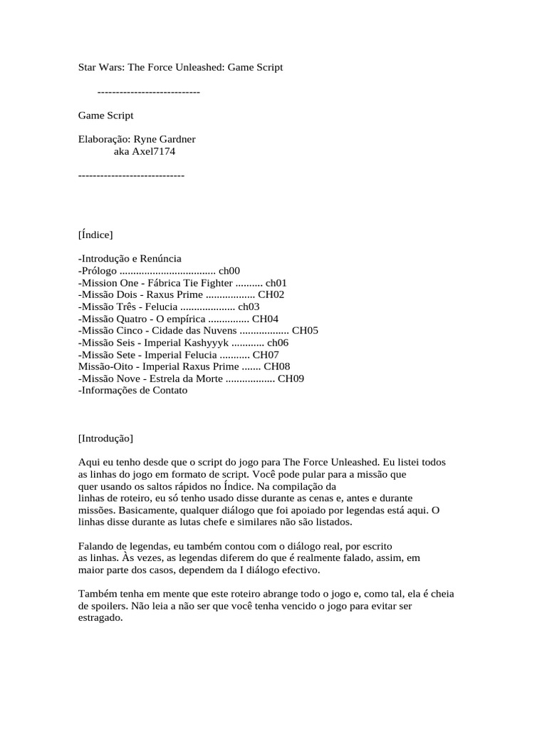 Script Star Wars The Force Unleashed | PDF | Darth Vader | Jedi
