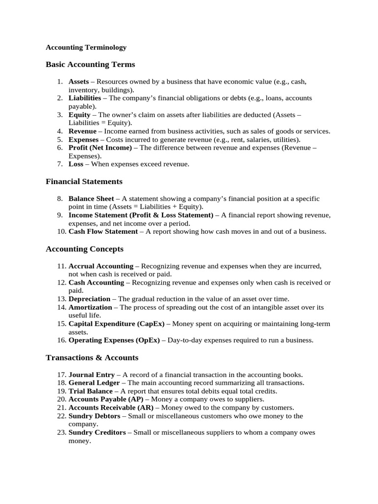 Essential Accounting Terminology Guide | PDF | Expense | Debits And Credits
