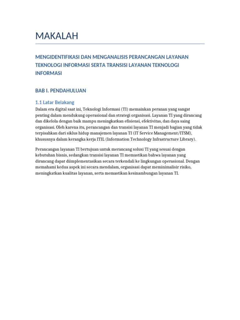 Perancangan dan Transisi Layanan TI | PDF