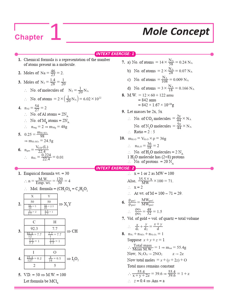 Mole Concept and Calculations Guide | PDF | Mole (Unit) | Molecules