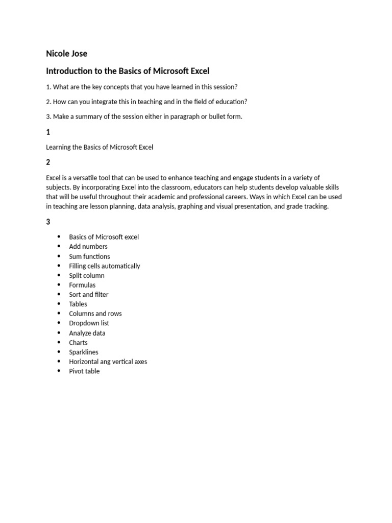 Introduction To The Basics of Microsoft Excel | PDF