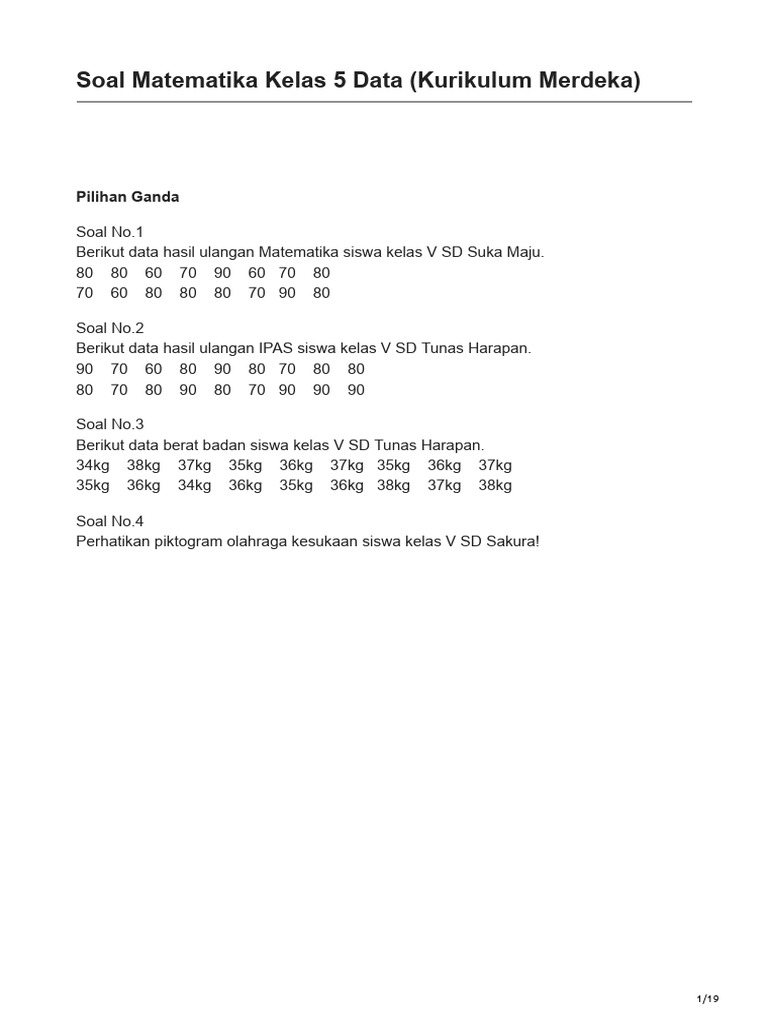 Soal Matematika Kelas 5 Kurikulum Merdeka | PDF