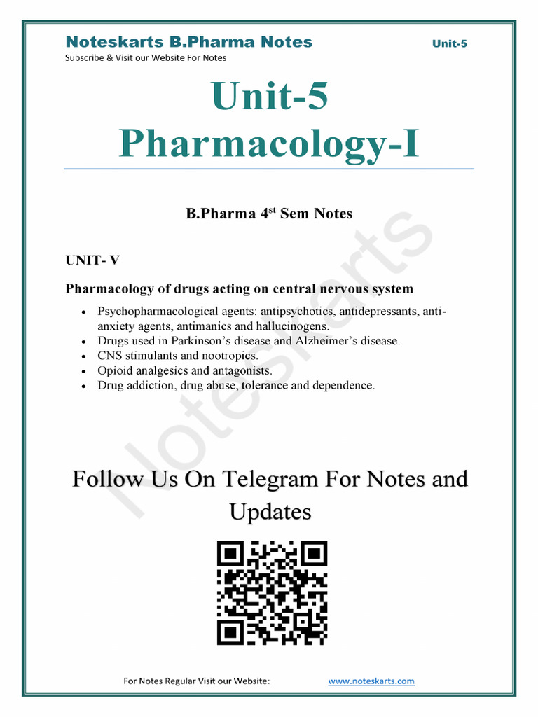 UNIT 5 B.Pharma 4th Sem Pharmacology 1 by Noteskarts | PDF