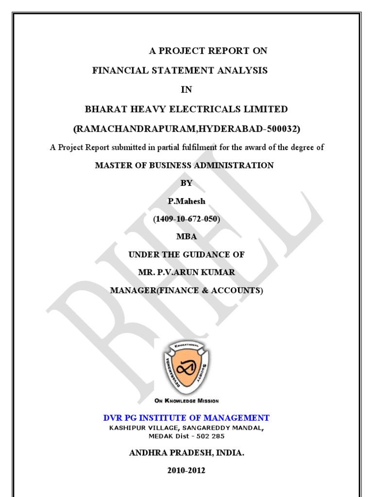financial analysis project report sample