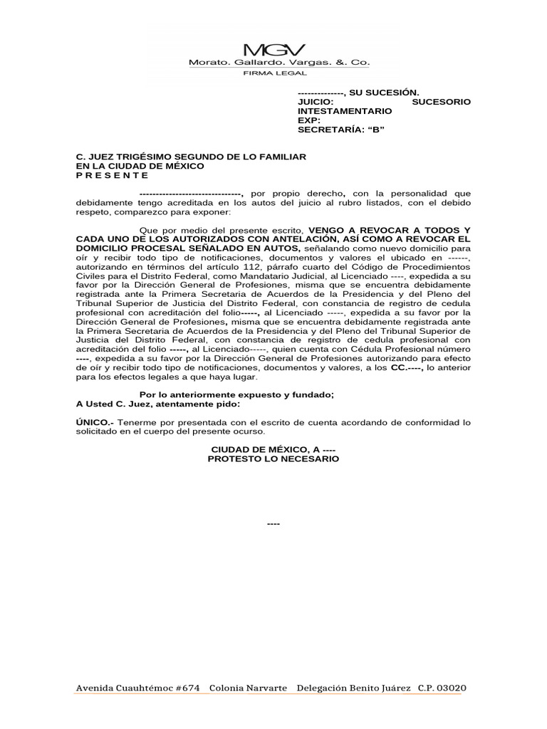 Revocación de Mandato en Juicio Sucesorio | PDF | Separación de poderes ...