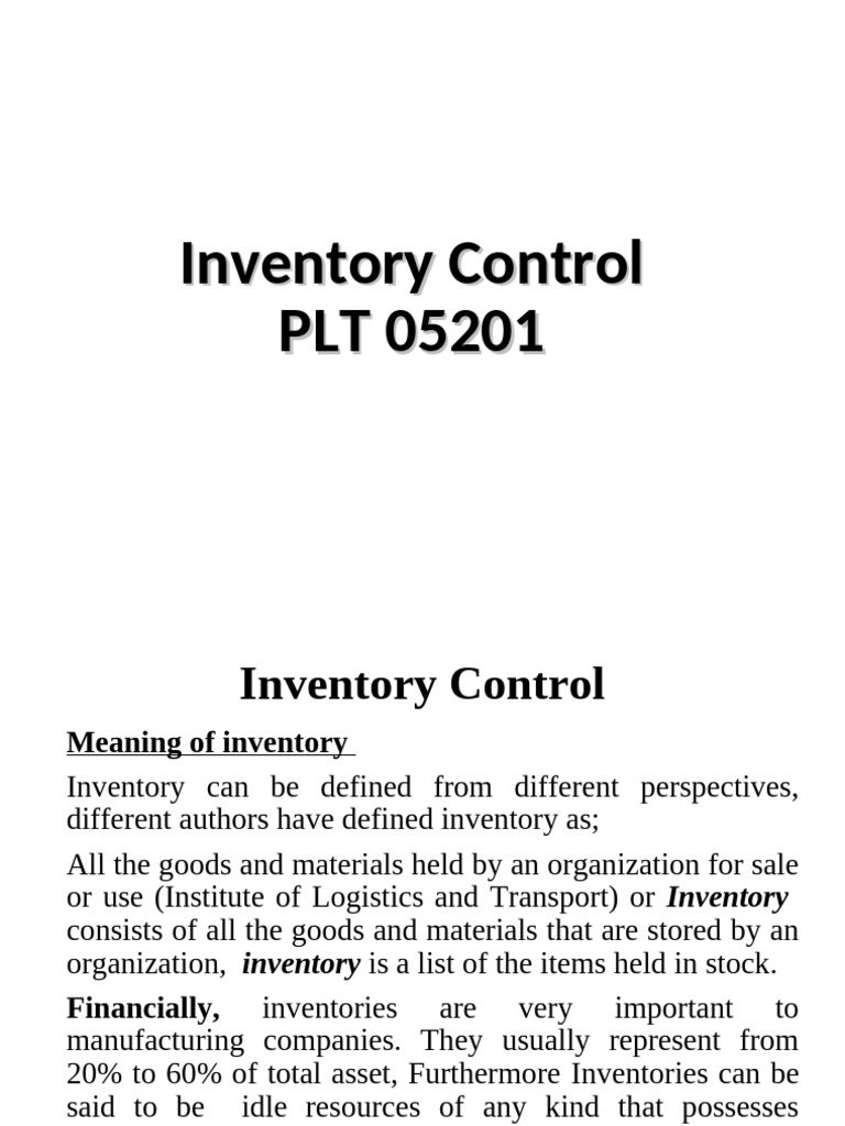 Inventory Control: Key Concepts and Practices | PDF | Inventory | Business