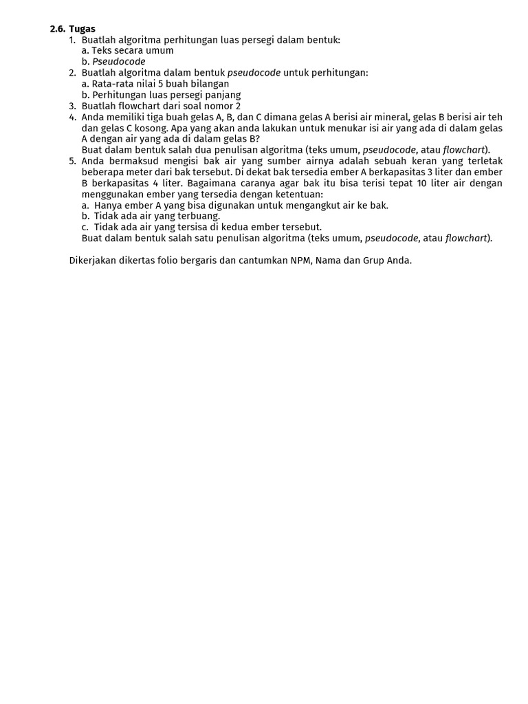 Algoritma Perhitungan Luas dan Rata-rata | PDF