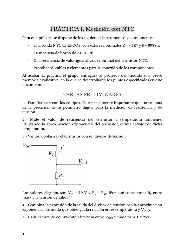 Medición de Temperatura con NTC | PDF | Sensor | Resistor