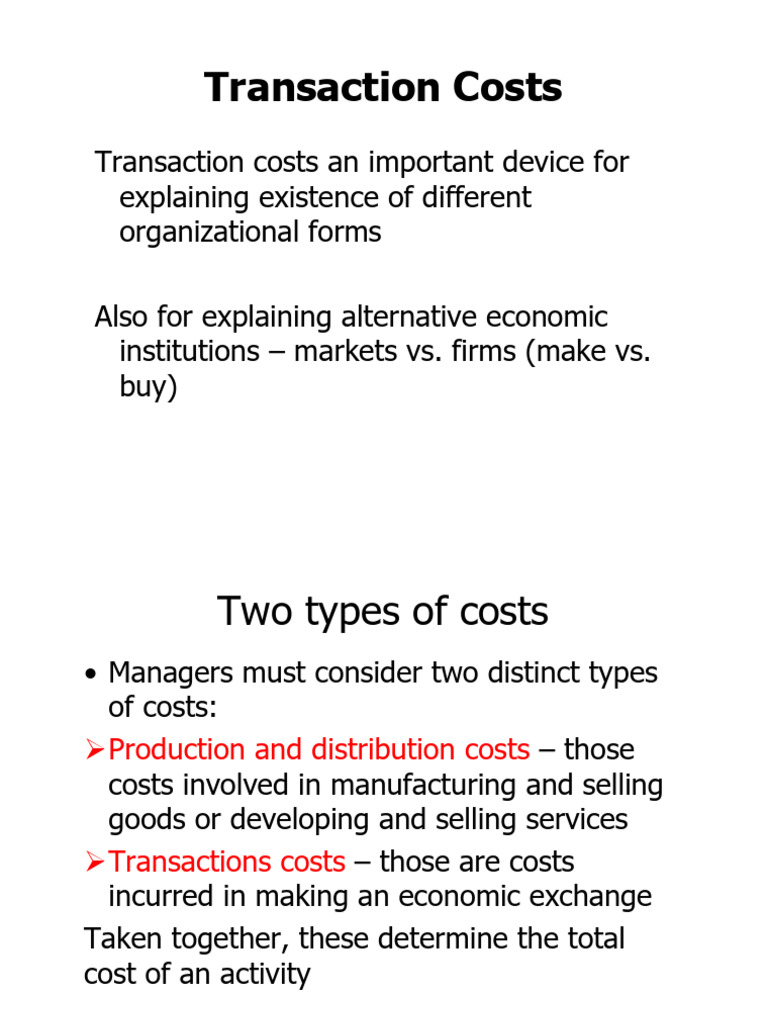 Understanding Transaction Costs in Economics | PDF | Transaction Cost ...