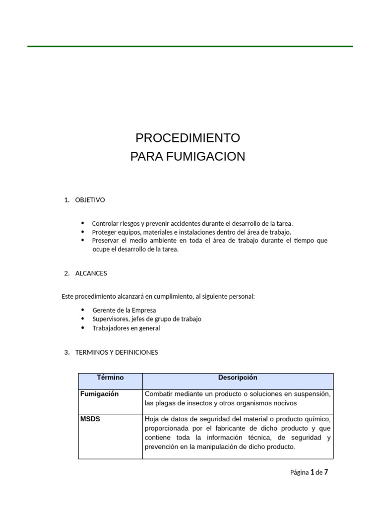 Procedimiento Seguro de Fumigación | PDF | Pesticida