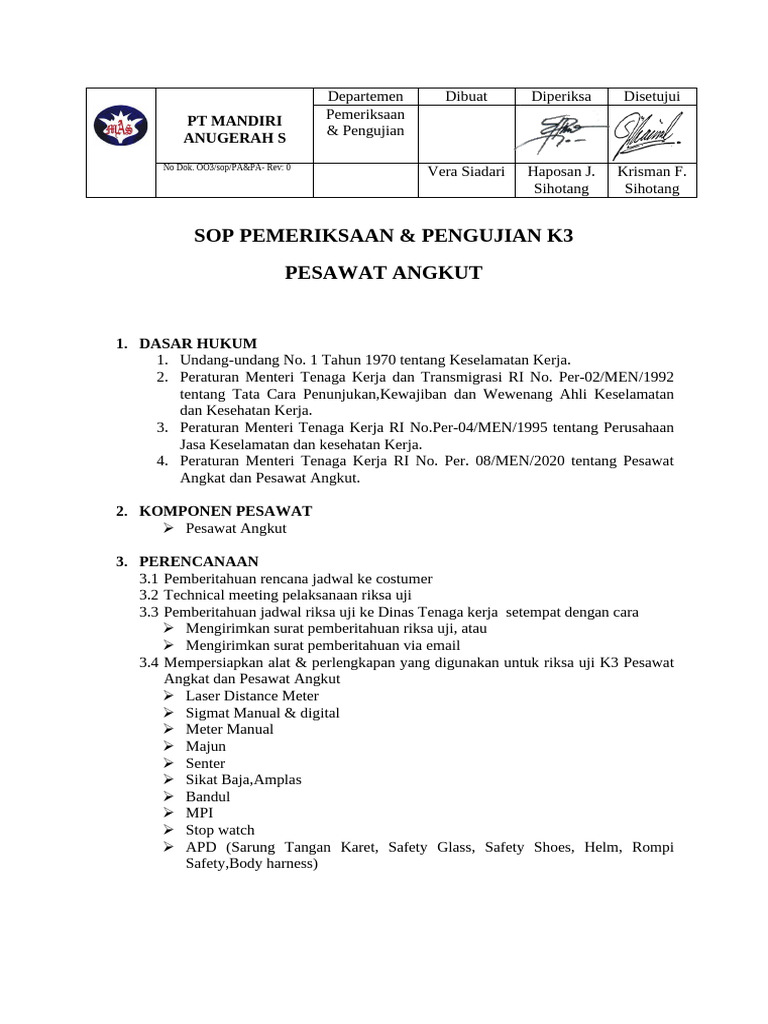 Sop Pemeriksaan Forklift | PDF