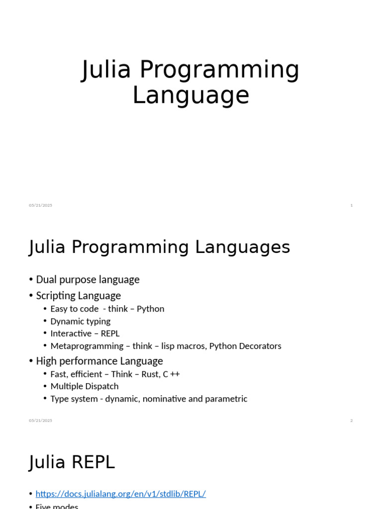 Overview of Julia Programming Language | PDF | Method (Computer ...