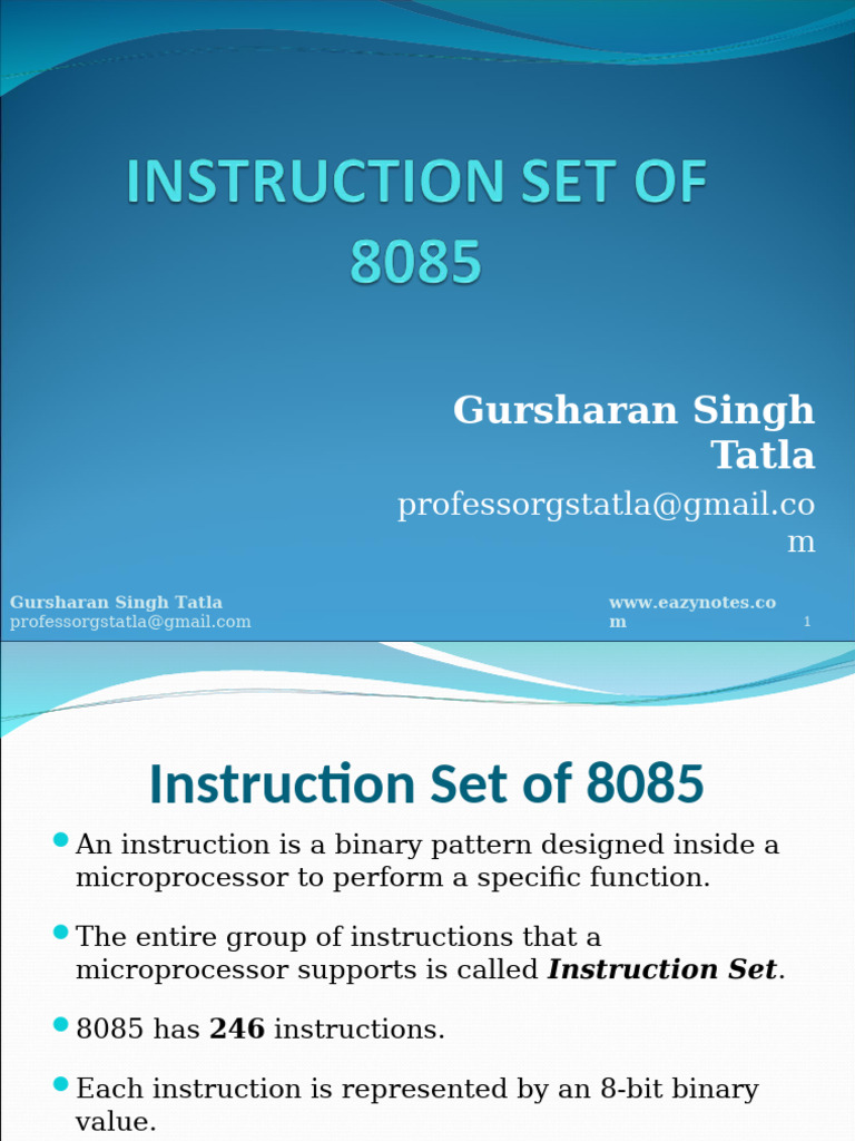 8085 Instruction Set Overview | PDF | Central Processing Unit | Digital ...