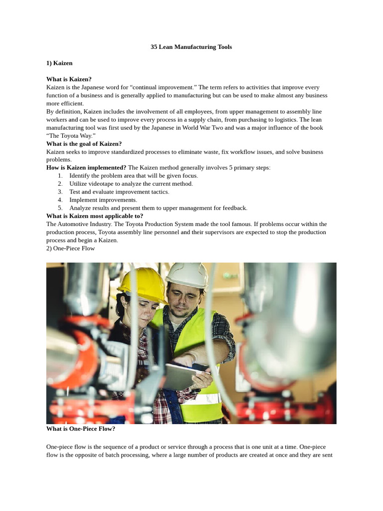 Lean Manufacturing Improvement Tools | PDF | Lean Manufacturing ...