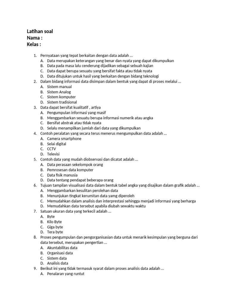 Latihan Soal Data Pdf