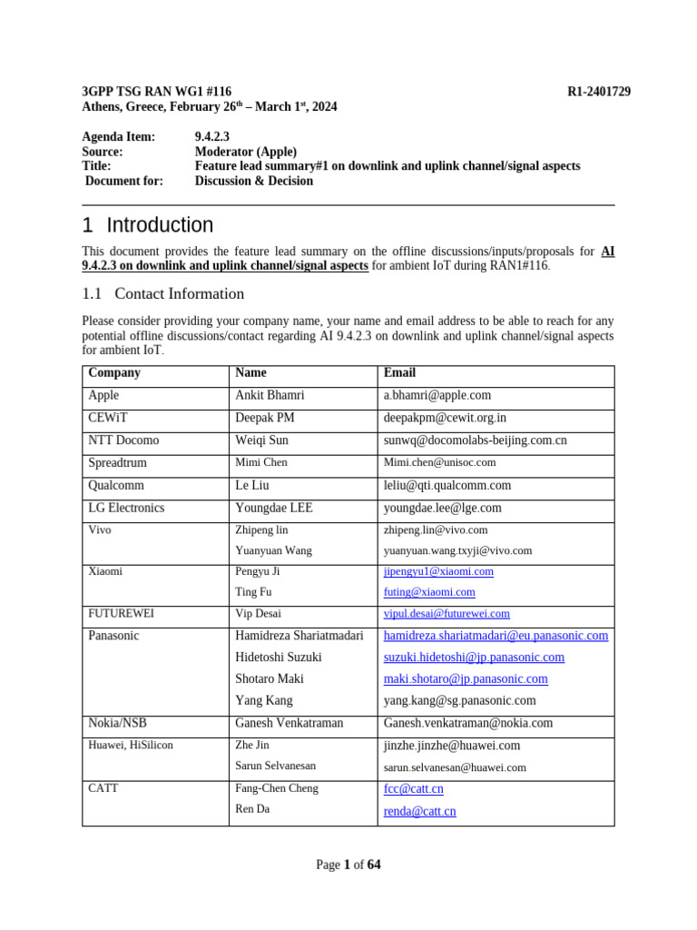 R1-2401729 Summary#1 9 4 2 3 | PDF | Internet Of Things | Information