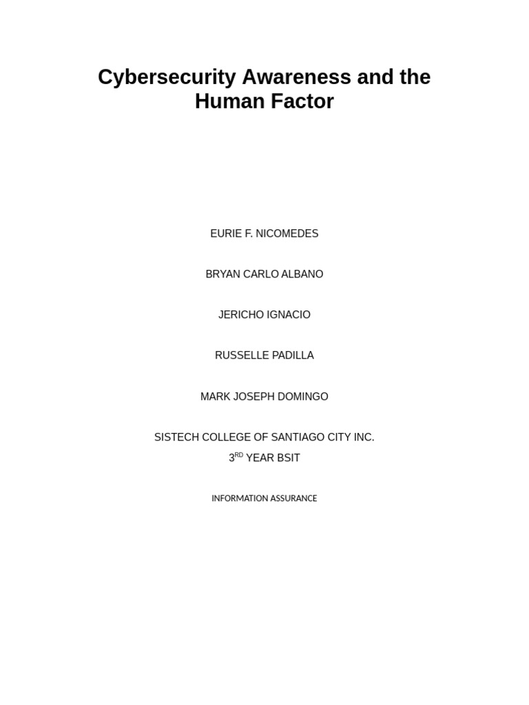 Human Factor in Cybersecurity Awareness | PDF | Security | Computer ...