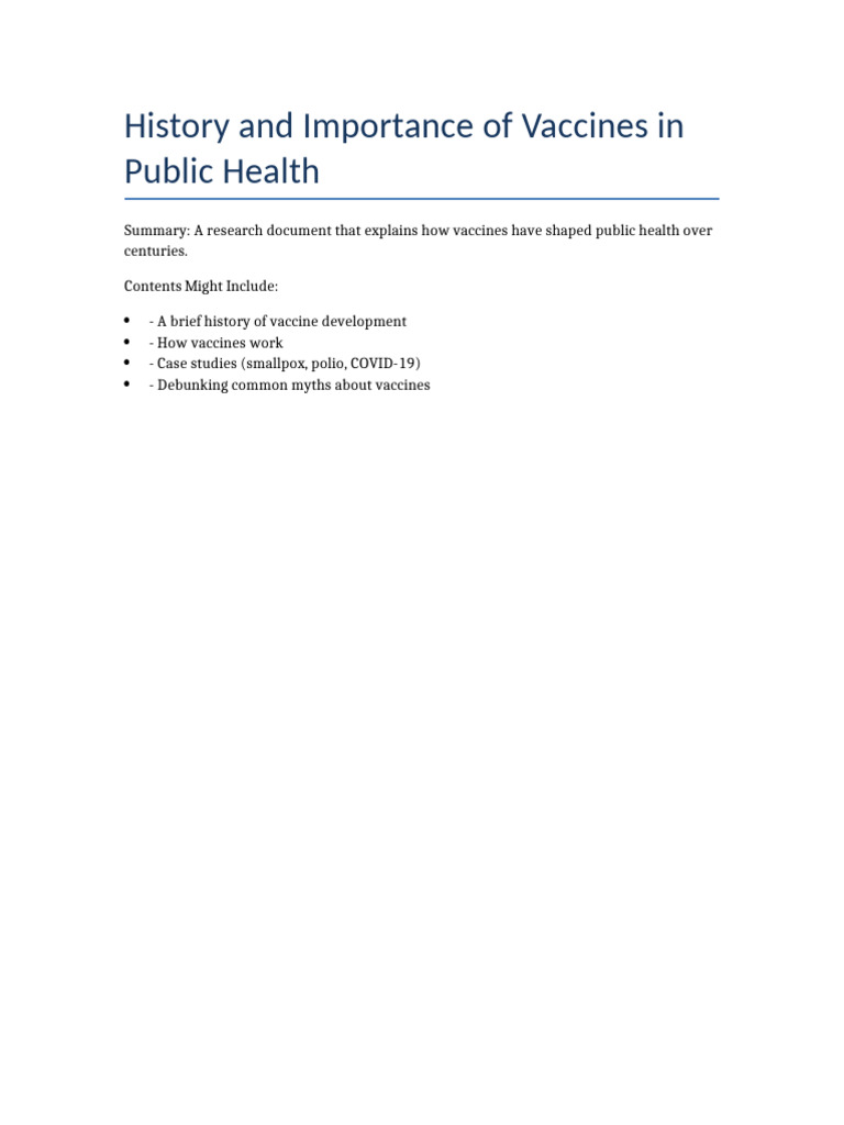 History and Impact of Vaccines | PDF
