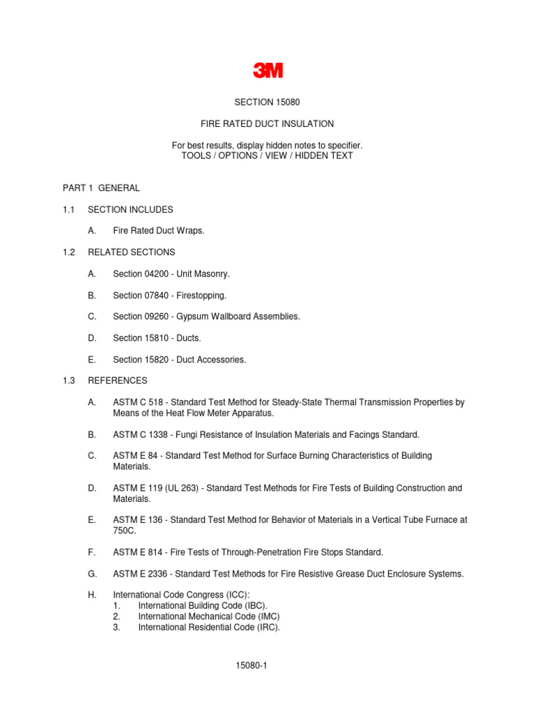 Fire Rated Duct Insulation Specifications | PDF | Duct (Flow ...