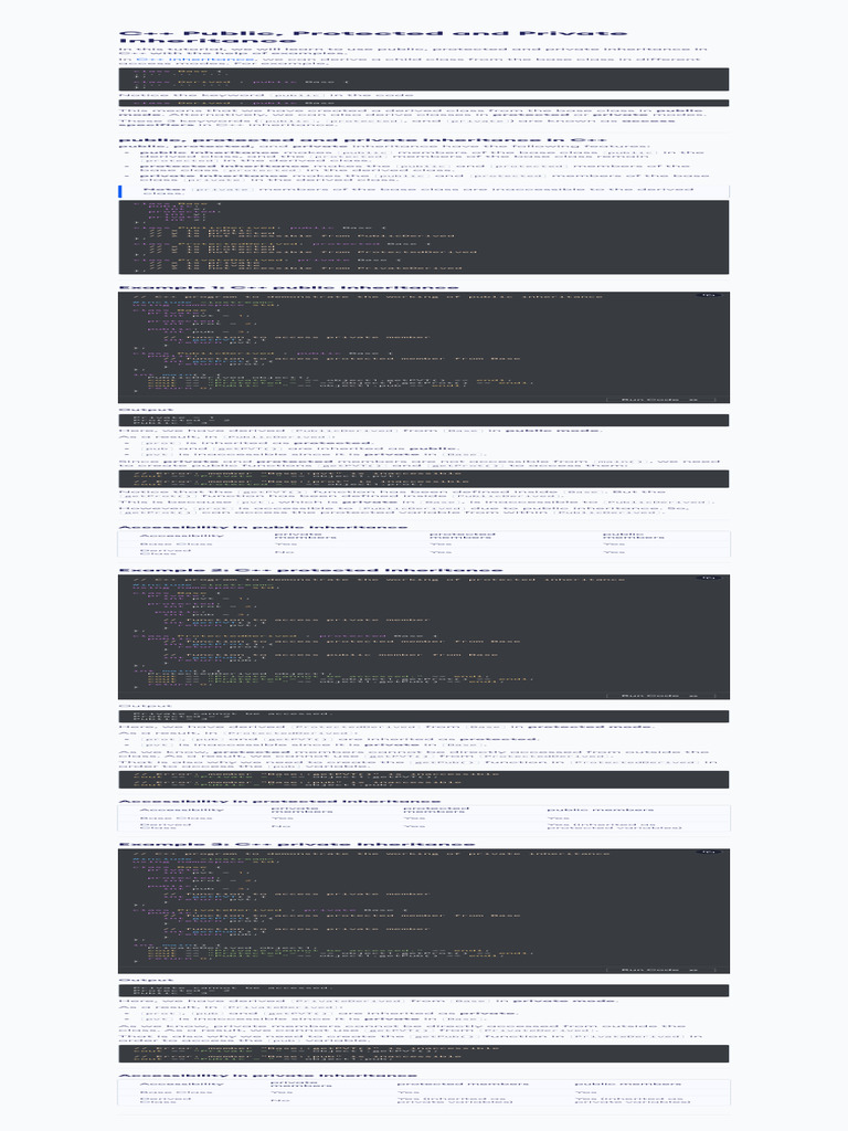 C++ Public, Protected and Private Inheritance | PDF | Inheritance ...