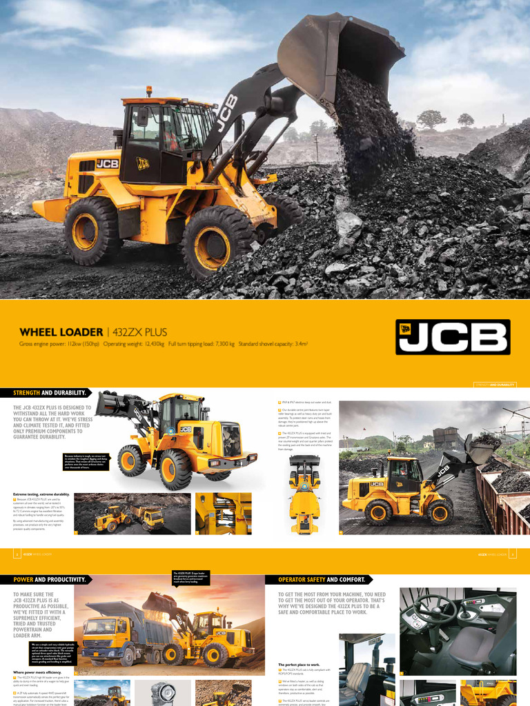 JCB 432ZX Loader Specifications | PDF | Loader (Equipment