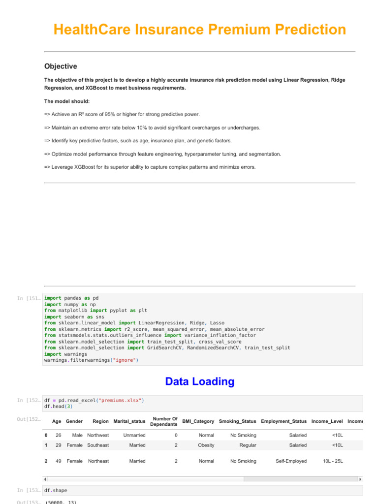 Insurance Premium Prediction Model | PDF | Mean Squared Error ...