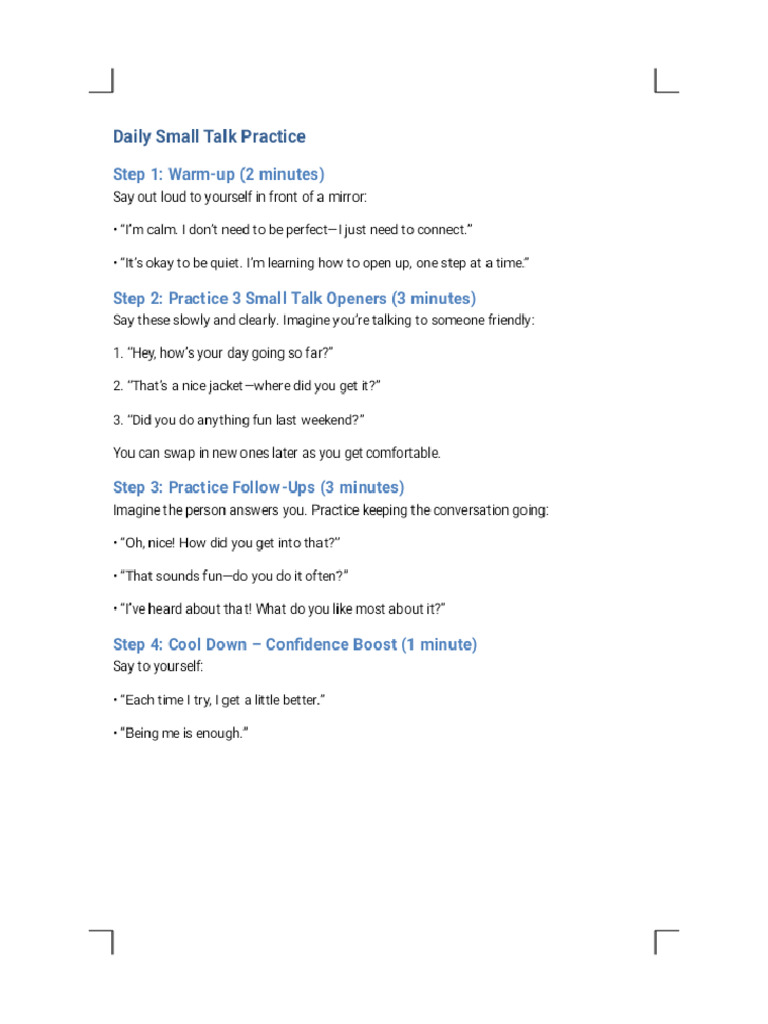 Small Talk Practice Routine Phoenix | PDF