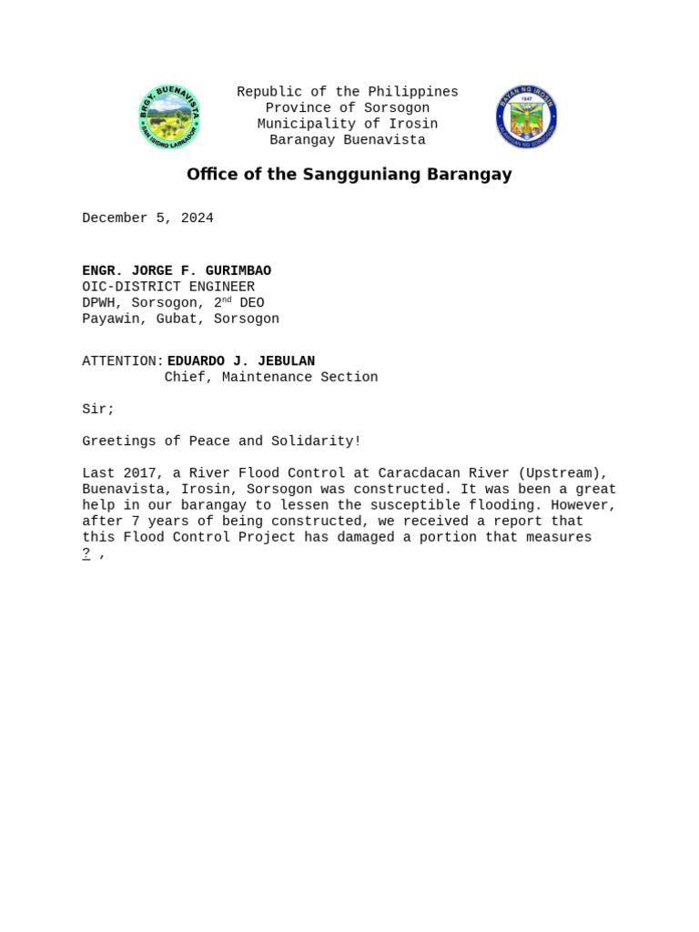 Flood Control Project Damage Report | PDF