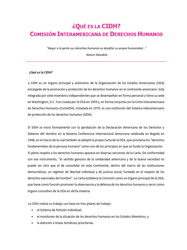 Qué es la CIDH y su función en América | PDF | Derechos humanos | Derechos