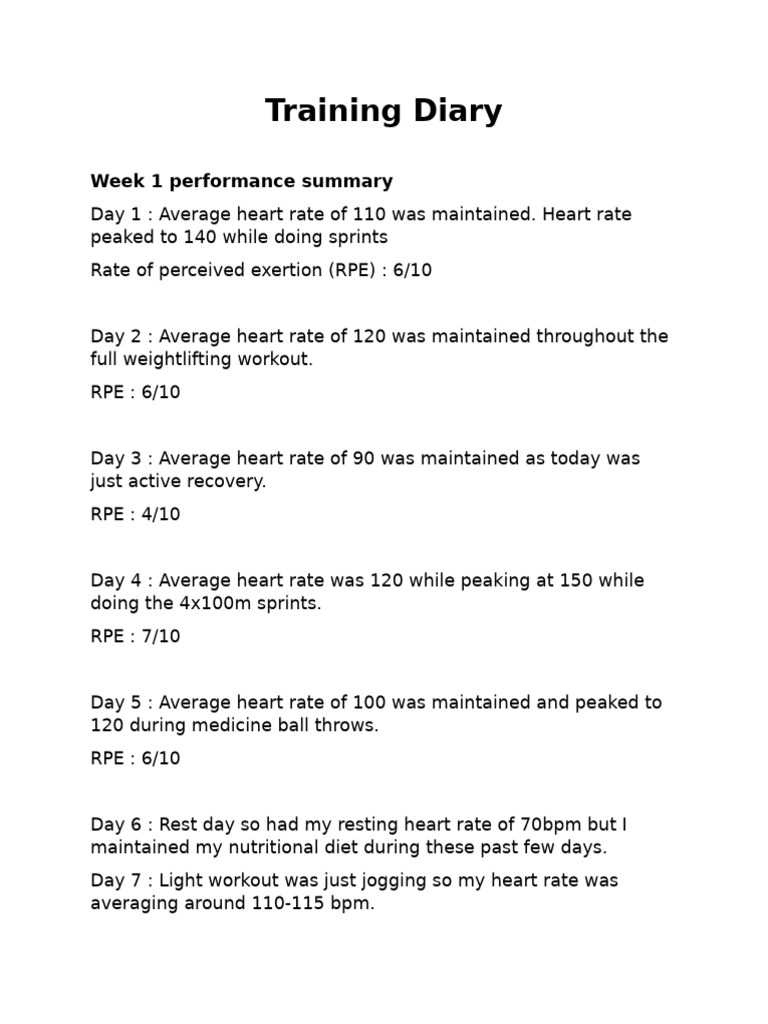 Training Diary and Report | PDF | Strength Training | Heart Rate
