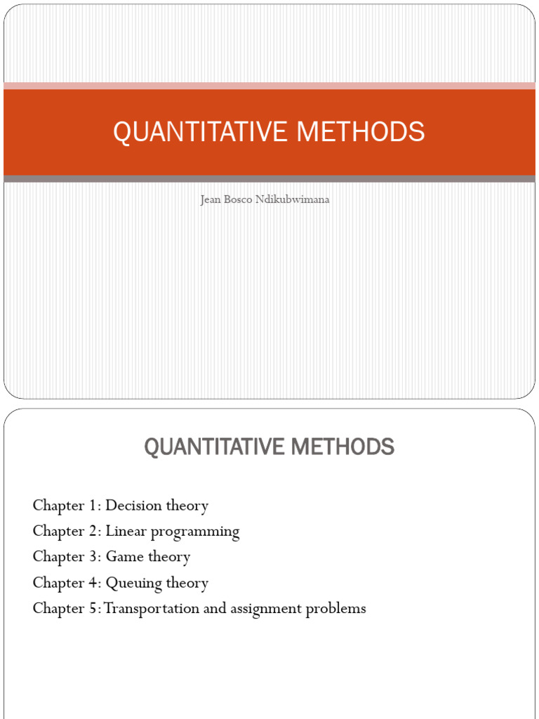 Quantitative Methods in Decision Theory | PDF | Utility | Economics Of ...