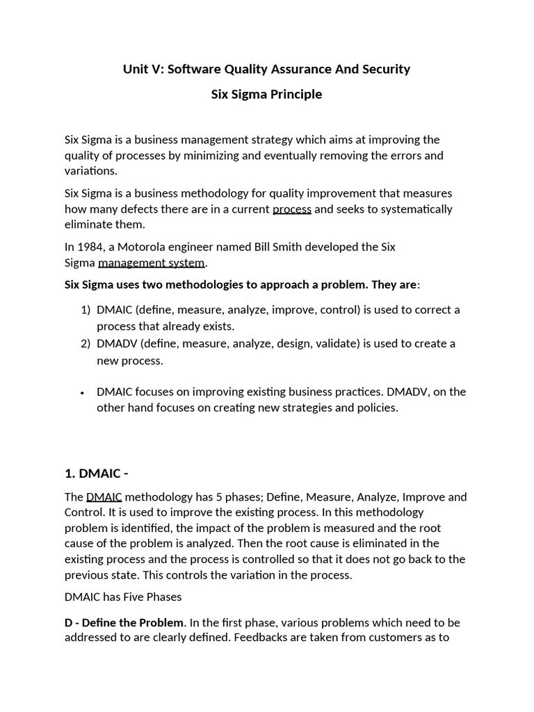 Six Sigma Principle | PDF | Six Sigma | Design For Six Sigma