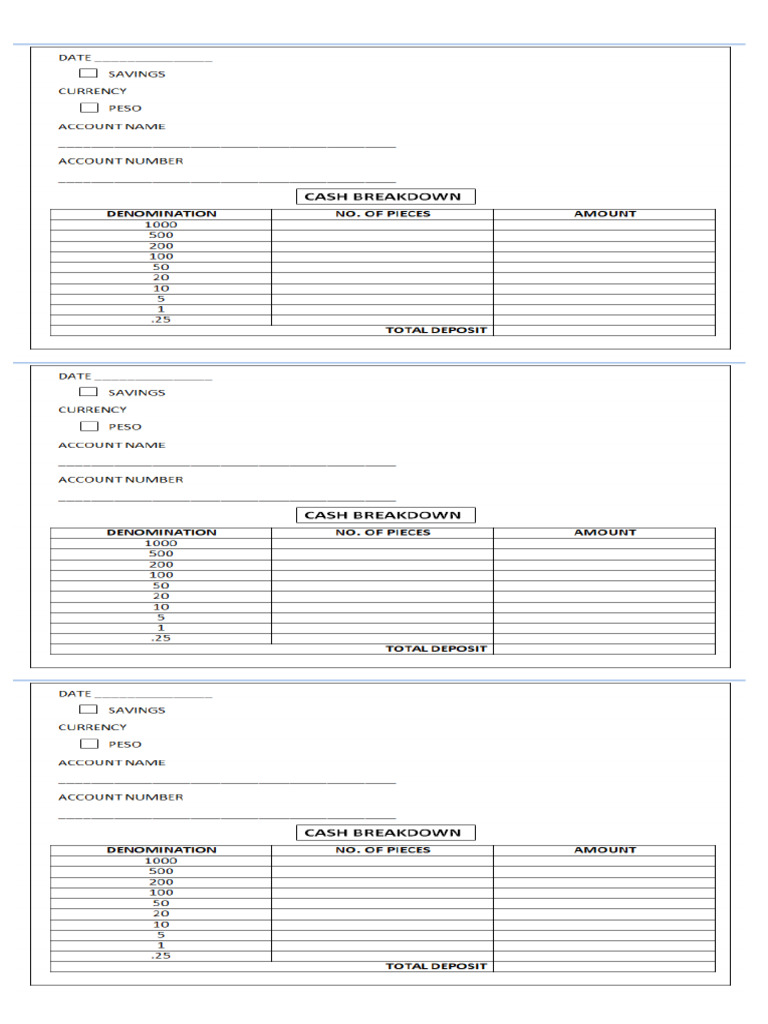 Deposit Slip | PDF