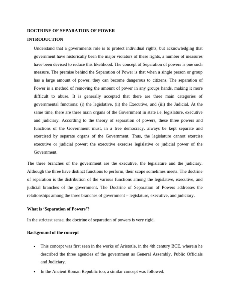 Understanding Separation of Powers Doctrine | PDF | Separation Of ...